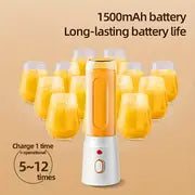 Portable Electric Juicer with Dual Cups - USB Rechargeable, Compact Smoothie Blender, for Travel and Home Use