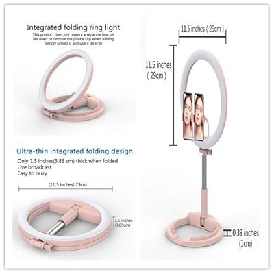 إضاءة حلقة LED قابلة للطي فائق النحافة 12 بوصة Q7 – إضاءة سطح المكتب لملء الضوء للجمال، والبث المباشر، والقراءة