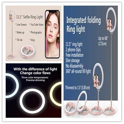 إضاءة حلقة LED قابلة للطي فائق النحافة 12 بوصة Q7 – إضاءة سطح المكتب لملء الضوء للجمال، والبث المباشر، والقراءة
