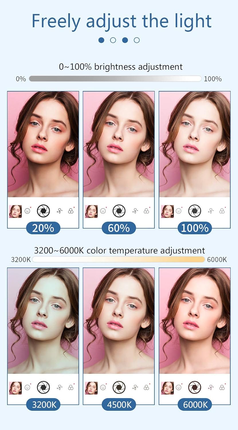 إضاءة حلقة LED قابلة للطي فائق النحافة 12 بوصة Q7 – إضاءة سطح المكتب لملء الضوء للجمال، والبث المباشر، والقراءة