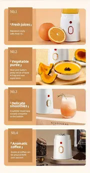 Portable Electric Juicer with Dual Cups - USB Rechargeable, Compact Smoothie Blender, for Travel and Home Use