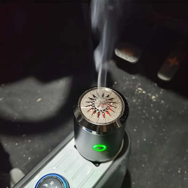 مبخرة عطرية صغيرة USB – موزع بخور معدني محمول للاستخدام في السيارة والمنزل (أسود)