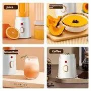 Portable Electric Juicer with Dual Cups - USB Rechargeable, Compact Smoothie Blender, for Travel and Home Use